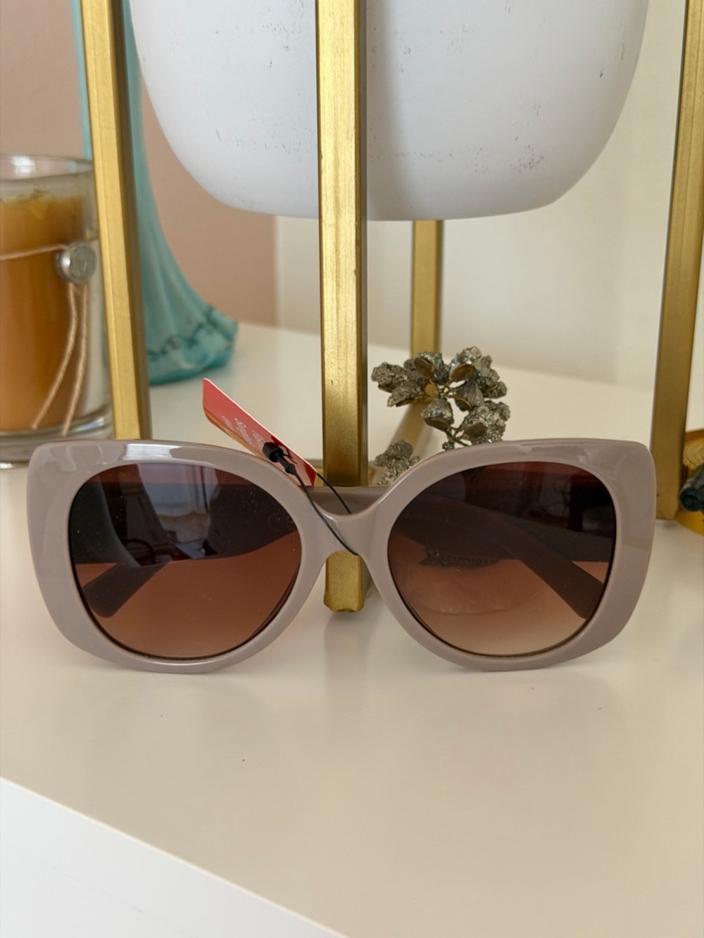 Women’s Oversized Cat Eye Sunglasses - Taupe/Beige - UV400